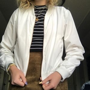 white bomber zip up jacket!